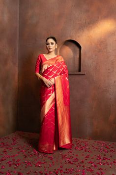 Indulge in luxury with our Handwoven Red Pure Katan by kora Silk Banarasi saree. Meticulously crafted using the timeless cutwork weaving technique, this saree exudes sophistication and exclusivity. Elevate your style with its rich texture and vibrant color, perfect for any special occasion. SKU:0001 Silk Banarasi Saree, Banarasi Saree, Banarasi Sarees, Rich Textures, Cut Work, Weaving Techniques, Special Occasion, Hand Weaving, Weaving