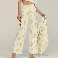 Stella Nova Cate Embroidered Wide-Leg Jeans Description: Beautiful Embroidered Button Front Wide-Leg Jeans And Four-Pocket Styling And Floral Embroidery Material: 100% Organic Cotton Size: L Color: Cream W/ Yellow Embroidery Dimensions * 11" Rise * 31.5" Inseam * 11" Leg Opening Stella Nova, Yellow Embroidery, Dark Wash Flare Jeans, Light Denim Jeans, Slouchy Jeans, Kick Flare Jeans, Frayed Hem Jeans, Cropped Wide Leg Jeans, Anthropologie Jeans