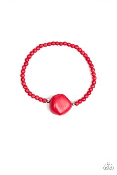 Bracelet Stretchy, Red - Bracelet - Eco Eccentricity Red ✨ Bracelet Bling Party, Red Bracelet, Red Bracelets, Red Turquoise, Bracelet Online, Band Bracelet, Paparazzi Accessories, Fiery Red, Stretchy Bracelets