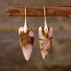 Natural Stone Earrings, Natural Stone Jewelry, Girls Jewelry, Stone Earrings, Ring Necklace, Green And Gold, Geometric Shapes, Statement Earrings, Pink And Gold