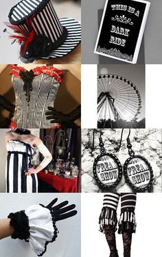 the collage shows several different styles of clothing and accessories, including hats, gloves, and jewelry