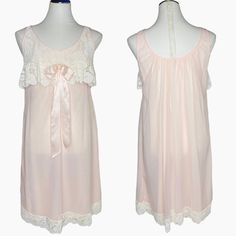 Vintage Aristocraft by Superior Nylon Lace Nightgown Gown in a sheer pastel pink with white lace size Large. Has scoop neckline with lace overlay with bow detail, lace hem and it's lined. No flaws of any kind, it's in excellent preowned condition. Pink Lace Nightgown For Sleep, Pink Lace Nightgown For Sleepovers, Sheer Lace Nightgown For Sleepover, Pink Sheer Lace Sleepwear, Pink Lace Nightgown With Delicate Details, Pink Delicate Lace Nightgown For Sleep, Pink Delicate Lace Nightgown, Pink Lace Trim Dresses For Bedtime, Lace Trim Dress For Sleepover