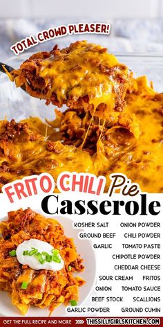 frito chili pie casserole Frito Chili Pie Casserole, Chili Cheese Fritos, Chili Casserole, Favorite Casserole Recipes, Ground Beef Chili