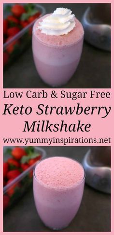 low carb and sugar free keto strawberry milkshake