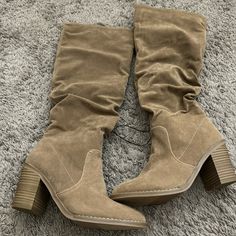 Size 6.5, Never Used Still With Tags. Brand Is Universal Thread From Target Casual Wide Calf Heeled Boots With Pointed Toe, Casual Mid-calf Boots With Wide Calf And Pointed Toe, Casual Mid-calf Boots With Block Heel, Casual High Heel Mid-calf Boots For Spring, Casual Mid-calf Boots With Stacked Block Heel, Casual Mid-calf Boots With Stacked Heel For Spring, Wide Calf High Heel Casual Boots, Casual Heeled Boots With Stacked Heel, Casual High Heels With Wide Calf Fit