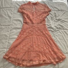 Cute Lace Dress. Peep Through Waist Area. Never Worn. Xs. Charlotte Russe Fitted Mini Lace Dress For Day Out, Mini Lace Dress For Day Out, Fitted Lace Midi Dress For Day Out, Casual Knee-length Lace Dress, Summer Stretch Lace Mini Dress, Casual Lace Midi Dress With Short Sleeves, Casual Knee-length Spring Lace Dress, Casual Knee-length Lace Dress For Spring, Casual Spring Lace Dress With Short Sleeves