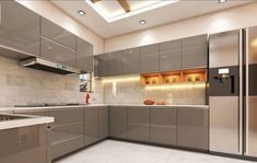 an image of a modern kitchen setting with stainless steel appliances and marble counter tops on the walls