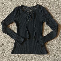 Bundle Any 2+ Items For 25% Off Long Sleeve Tight Fitting Black Blouse, Brand New With Tags Only Tried On. Has Lace On The Back And In Cutouts On The Sleeves, Looks Super Sick While Wearing. Size Small And Fits True To Size. 217/217 Black Lace Trim Tops For Winter, Black Lace Trim Top For Winter, Black Casual Lace Top For Fall, Casual Black Lace Top For Fall, Black Lace Trim Tops For Fall, Casual Black Stretch Lace Top, Black Stretch Lace Top Casual, Casual Black Lace Top, Casual Black Lace Top With Lace Trim