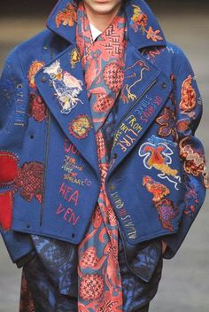 A Man, Fashion Week, London, Embroidery, Blue