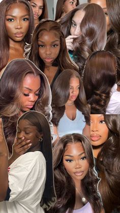 Black girl with dark brown lace front wig Honey Brown Hair, Brown Hair Inspo, Brown Hair Dye, Chocolate Hair, Quick Natural Hair Styles, Ginger Hair Color, Dyed Hair Inspiration, Dyed Natural Hair, Protective Hairstyles Braids