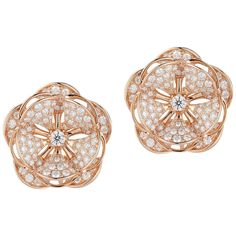 Gorgeous 18K Pink Gold Flower-Shaped Statement Earrings with 242 Flawless Diamonds weighing 4.57 Carats. Flawless Diamond, Tech Fashion, Gold Flower, Diamond Jewellery, Gold Flowers, Flower Shape, Pink Gold, Jewelry Earrings Studs, Or Rose