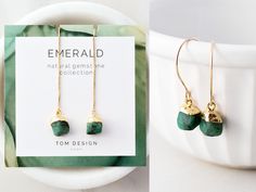 Emerald Threader Earrings / Emerald Dangle Earrings / Emerald Gemstone / Gemstone Threaders / May Birthday / Gift for Her Emerald / GMS Our new Emerald Gemstone Earrings are made from natural gemstones, each stone is different and unique. Choose from 2 styles: threader, or hook. Threaders are available in sterling silver or gold filled. Hook earrings are available in sterling silver, gold filled, and rose gold filled. Stones are ethically sourced from around the world - we've found the best ston Gold Bar Necklace Personalized, Personalized Engraved Jewelry, Delicate Gold Necklace, St George Utah, Earrings Emerald, Custom Initial Necklace, May Birthday, Bar Necklace Personalized, Gold Bar Necklace