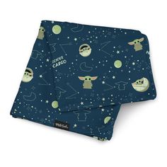 two blue bandannas with baby yoda and stars on them