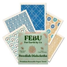 four different patterns and designs for paper crafts, including the words febu for earth by us