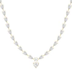 Elevate your date night or dressy formal ensemble with this diamond necklace. It features a series of pear-cut diamonds in graduating sizes, leading to a stunning heart-shaped diamond pendant. A total of 30 stones make this stunner sparkle so bright. Heart Shaped Diamond Pendant, Dangle Necklace, Infinity Pendant, Pear Cut Diamond, Dangle Necklaces, Heart Shaped Diamond, Fancy Color Diamonds, Dream Jewelry, Gold Platinum