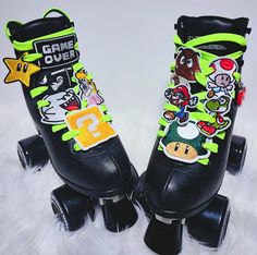 ✨Follow us IG: @50shades.skates✨ 🛼Make your skates or shoes stand out with our Nintendo patches (sold as 1) Match it with our Nintendo skatelet (sold separately) 🛼Skates not included they are just the models 😊 🛼All my skate accessories are made with love by yours truly a beginner roller skater. 🛼All accessories are for aesthetic  purposes. Please don't use them for rough skating (skate parks). They are perfect for cruising the boardwalk, the streets, the rink etc.. 😊 🛼All sales are final, if there is a problem with your order please contact me and we can work something out 🙂 🛼Items with free shipping do not a tracking number. We provide the fastest most affordable shipping possible which does not include tracking. 🛼Thank you so much for shopping from my shop. Have a fun skate day Custom Roller Skates, Mushroom Roller Skates, Roller Skates Aesthetic, Customized Roller Skates, Cyberpunk Roller Skates, Roller Skate Stoppers, Monster High Roller Skates, Skate Aesthetic, Roller Skaters