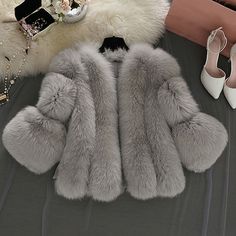 Category:Women's Wrap,Faux Fur Wraps; Embellishment:Pure Color; Fabric:Faux Fur; Sleeve Length:Long Sleeve; Style:Coats / Jackets; Occasion:Wedding Guest,Wedding,Party / Evening; Listing Date:11/13/2018; Shoulder:; Bust:; Size chart date source:Provided by Supplier.; Special selected products:COD Short Faux Fur Jacket, Office Fashion Women, Fur Fashion, Faux Fur Jacket, Faux Fur Coat, Fox Fur, Fur Jacket, Quarter Sleeve, Three Quarter Sleeves