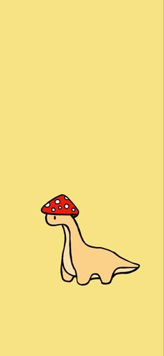 a drawing of a dinosaur with a mushroom on its head