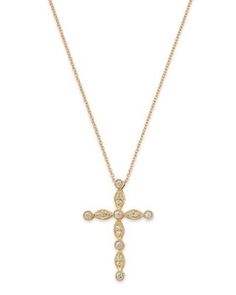 Bloomingdale's Fine Collection Diamond Cross Pendant Necklace in 14K Yellow Gold, 0.10 ct. t.w. - Exclusive Diamond Cross Pendants, Diamond Cross, Buying Diamonds, Exclusive Jewelry, Starter Pack, Cross Pendant Necklace, Cross Pendant, Jewelry Accessories, White Gold