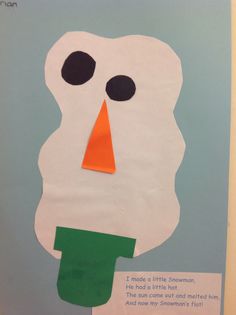 a paper cut out of a snowman's face with an orange nose and black eyes