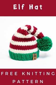 a knitted hat with a pom - pom on top and the words, free knitting pattern