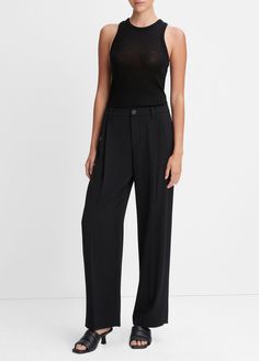 Drop-Waist Pleated Crepe Trouser in Trousers | Vince Baby Clothes Sale, Three Piece Suit, Trouser Style, Menswear Inspired, Double Breasted Blazer, Tee Dress, Waist Pants, Drop Waist, Wide Leg Trousers