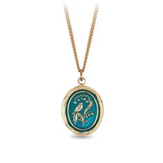 The bluebird and lily of the valley on this talisman are uplifting symbols of joy. They encourage the wearer to embrace the notion that happiness may ebb and flow, but always returns in time. Mediterranean Jewelry, Blue Emerald, Ebb And Flow, Antique Wax, Mediterranean Blue, Colorful Ceramics, Sustainable Jewelry, Letterpress Printing, Gold Collection