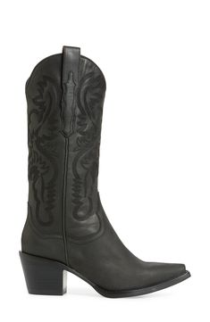 Ornate stitching furthers the rugged Western style of this iconic casual boot. 2 1/4" heel (size 8.5) 12 1/4" shaft; 13 1/2" calf circumference Pull-on style Leather upper and lining/synthetic sole Imported Women's Shoes Western Heeled Boots With Stacked Low Heel, Western Mid-calf Boots With Stacked Block Heel, Western Boots With Sculpted Heel For Fall, Western Mid-calf Boots With Wide Calf And Block Heel, Western Style Wide Calf Mid-calf Boots With Block Heel, Western Boots With Block Heel, Western Mid-calf Boots With Stacked Heel And Square Toe, Western Mid-calf Boots With Square Toe And Stacked Heel, Western Style Boots With Block Heel