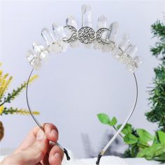 Feature : Decorate Applicable Scene : party Applicable Season : Four Seasons Material : ALLOY Type : Hairbands Pattern Type : Solid Gender : Girls Item Type : headwear Style : fashion Department Name : Children Origin : Mainland China CN : Jiangsu Material : Crystal Size: white. Pagan Headdress, Witch Headpiece, Quartz Tiara, Goddess Witch, Cosplay Wedding, Crystal Tiara, Headband Black, Tiara Crown, Black Quartz