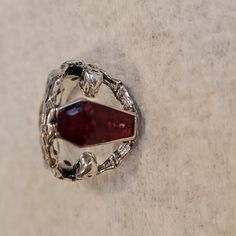 Red Coffin Stone Ring With Skeletons On Each Side. Size 7. New, Never Worn. Red Coffin, Gothic Coffin, Coffin Ring, Jewelry Halloween, Halloween Gothic, Halloween Jewelry, Skull Ring, Source Unknown, Gems Jewelry