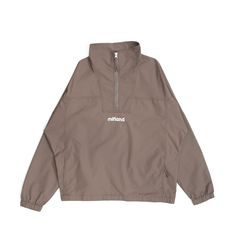 Pale Brown/White Half Zip Tech Nylon Pullover front center chest embroidery. True to size TERMS & CONDITIONS Track Jacket, Track Jackets, Half Zip, Final Sale, Track, Embroidery, White