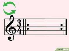 a musical note with an arrow pointing to the music notes on it's left side