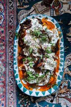 Borani Banjan – Afghan Eggplant dish with Garlicky Yoghurt | Who Does the Dishes Jenny Taylor, Aubergine Recipe, Impressive Dinner, Eggplant Dishes, Party Dishes, Eggplant Recipes, Middle Eastern Recipes