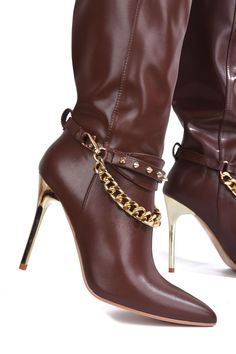 Funky Shoes, Grown Women, Gold Heels, Boot Bag, Brown Boots, Knee High Boots, Women Clothing, Knee High