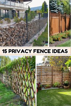 the top ten privacy fence ideas for backyards and garden areas, including wood fences