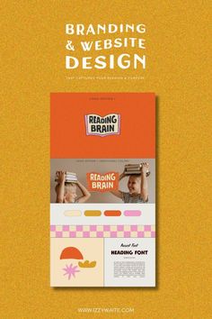 an orange and yellow brochure with the words branding and website design on it