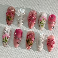 Nail Art Almond, Nail Art Designs Images, Wow Nails, Beauty Nails Design, Fancy Nails Designs, Pretty Gel Nails, Really Cute Nails, Nail Art Designs Videos