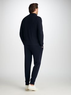 Knit from pure cashmere, this navy half-zip sweater fits closely to the frame, keeping you warm and cosy. The top features a carbon zip-puller that is contoured to your natural fingertip curve for a quick and easy closure should it get colder. The starting point for the Finley was the cashmere - we selected a luxuriantly soft 12 gauge pure Italian cashmere from Cariaggi which we consider to be best in class. Touch this fabric and you'll be reminded what cashmere should feel like. The material ha Navy Wool Long Sleeve Polo Sweater, Navy Long Sleeve Wool Polo Sweater, Navy Long Sleeve Sweater For Loungewear, Navy Long Sleeve Loungewear Sweater, Long Sleeve Merino Wool Tops For Loungewear, Cotton Dressing Gown, Country Walk, Mens Cashmere, Cashmere Fabric