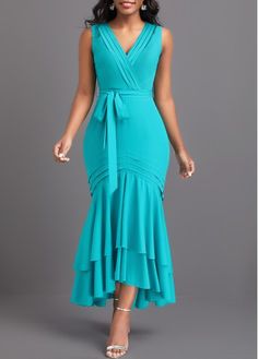 Color:Cyan;Size:S;Size:XXL;Package Contents:1 X Dress , 1 X Belt;Occasion:Work;Style:Elegant; Midi Mermaid Dress, Formal Dress Wedding Guest, Wedding Guest Dress Cocktail, V Neck Bodycon Dress, Flowy Design, Style Finder, Sleeveless Bodycon Dress, Neck Bodycon Dress, Mermaid Dresses