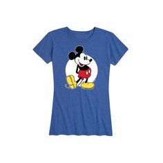 a women's blue mickey mouse t - shirt