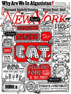 a poster with the words eat written in red and black on it, surrounded by various images