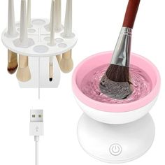 Description : US Patent & Time Saver Design: Electric makeup brush cleaner using improved design, unlike other styles just could clean 1 brush at one time, this machine using 3.15 in large opening silicone bowl to clean makeup brushes, could clean 3-8 makeup brushes at once, time and energy saver. Deeper & Gentle Clean Brushes: Makeup brush washing machine has 240 ultra-soft silicone cleaning heads of different diameters and heights, to ensure all-around coverage to bristles of every size when t Beauty Blender Cleaner, Makeup Brush Cleaner Machine, Clean Makeup Brushes, Makeup Cleaner, Electric Makeup, Textured Bowls, Silicone Bowl, Brush Cleanser, Washing Machine And Dryer