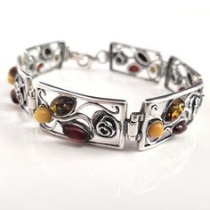 lobster clasp of silver rose bracelet Luxury Vintage Amber Bracelets, Amber Rose, Amber Bracelet, Natural Amber, Amber Beads, Amber Jewelry, Amber Color, Flower Lover, Online Gifts