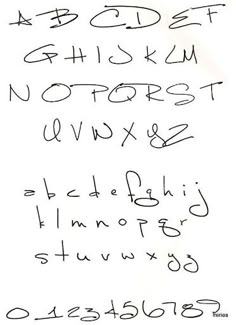 some handwriting written on paper with numbers and letters in it, including the letter's lowercases