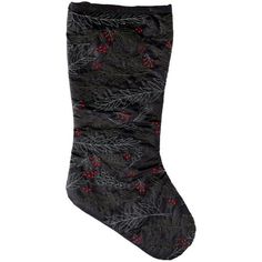 a christmas stocking with holly and berries on it