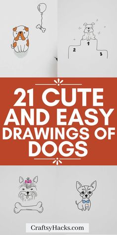 the instructions for how to draw cute and easy drawings of dogs