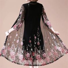 Dress Western Style, Dress Western, Summer Formal Dresses, Beach Wedding Dress Boho, Middle Aged Women, Womens Dress Suits, Trendy Dress Outfits, Trendy Dress, Printed Cardigan