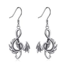 PRICES MAY VARY. 【Dragon Dangle Earrings】the design of dragon dangle earrings are fashion and unique,cast in high grade pewter with an anti-tarnish finish,best gift on halloween and party. 【Sterling Silver Material】this pair of dangle dragon earrings are antique silver finished.Lead free,nickel free,suitable for sensitive people and long-term wear. 【Dragon dangle earrings size】1.46"*0.59"【Package】1x dragon dangle earrings,1x silver polished，1x Yafeini gift box 【A great gift choice】Wearing these Wolf Earrings, Phoenix Dragon, Gothic Dragon, Dragon Earrings, Wolf Jewelry, Vintage Dragon, Luna Moth, Sensitive People, Dragon Jewelry