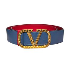 Elevate your look with the Valentino Garavani VLogo Reversible Belt in Size 95, crafted from red and cool gray leather. The iconic studded gold VLogo buckle serves as a striking focal point, adding a touch of glamour to any ensemble. Its reversible design offers versatility, allowing you to effortlessly switch between the bluish gray hue and a smooth red option, ensuring seamless coordination with a myriad of outfits. Elevate your look with this statement accessory, whether cinching the waist of a sleek dress or adding polish to tailored trousers, embodying the epitome of modern elegance and style. Model: 1W2T0W52SGJ VLogo gold metal stud plaque Reversible belt Red and cool gray calf leather Gold-tone hardware 95 Belt size  Measurements: 43" x 1.5" (LW) Includes Valentino Garavani authenti Luxury Red Leather Belt, Designer Gold Belt, Sleek Dress, Bluish Gray, Reversible Belt, Gray Leather, Tailored Trousers, Grey Leather, Belt Size