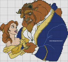 a cross stitch pattern with an image of beauty and the beast from disney's animated movie